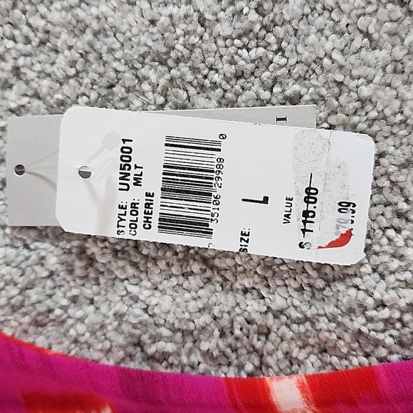 Natori V-Neck Ruched Short Sleeve Geometric Blouse Size Large - Picture 7 of 10